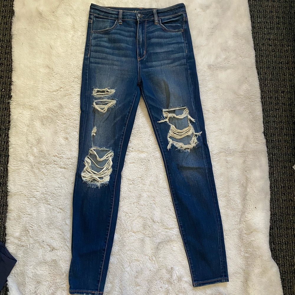 Highest rise jegging distressed